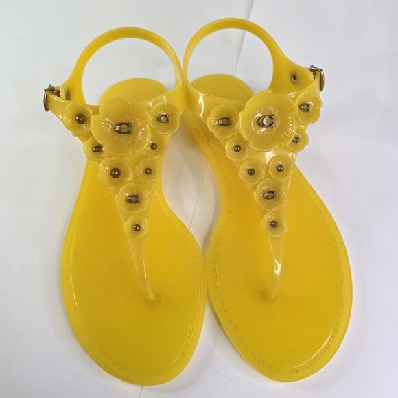 Coach Women's 6B Tea Rose Sandal Flowers Jelly Thong Slingback Yellow - Picture 11 of 12